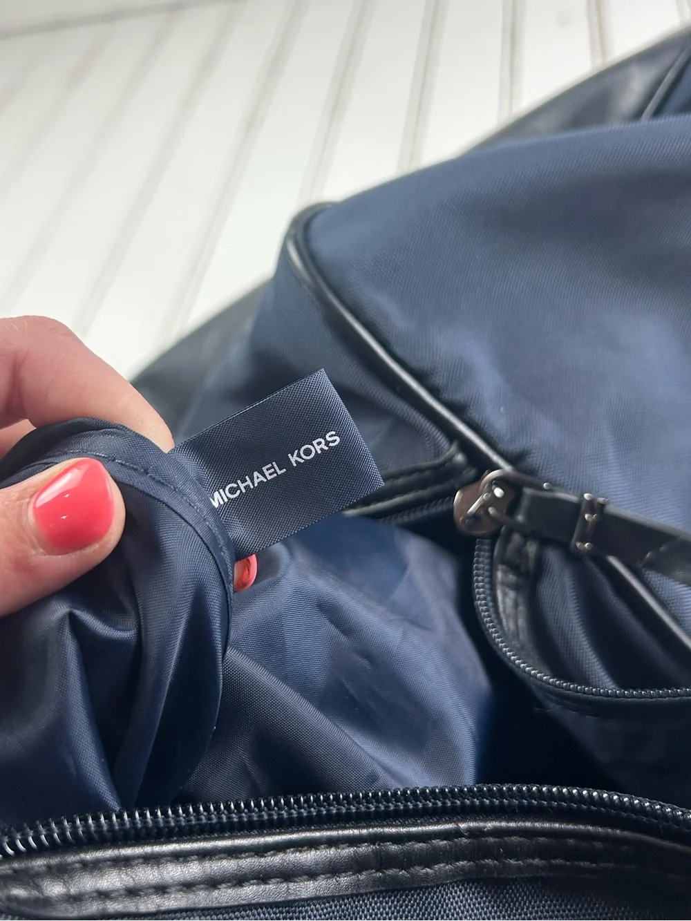 Michael Kors Unisex Jet Set Large Navy Nylon Duffle Travel Bag $220